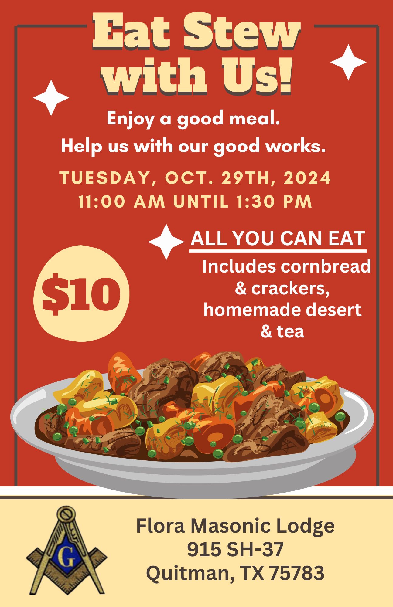 Masonic Lodge Stew  | October 29th 